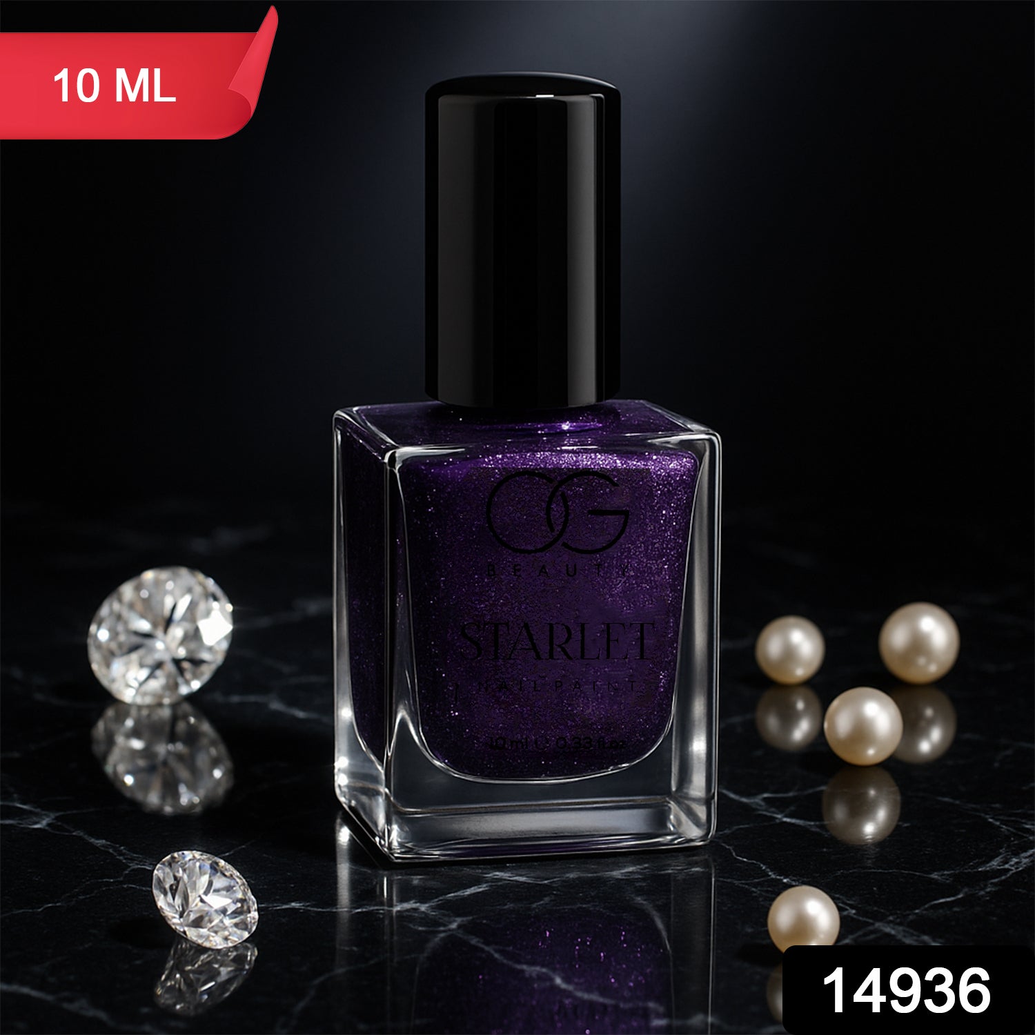 Wukusy Og Beauty Purple Dazzle Starlet Glitter Nail Paint in 10ml bottle with shimmering purple glitter, perfect for glamorous nails.