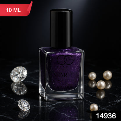 Wukusy Og Beauty Purple Dazzle Starlet Glitter Nail Paint in 10ml bottle with shimmering purple glitter, perfect for glamorous nails.