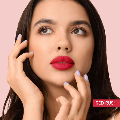 Wukusy Og Beauty Red Rush Moisture Lock Liquid Lipstick in 4.5ml tube, vibrant red color, health and beauty product.