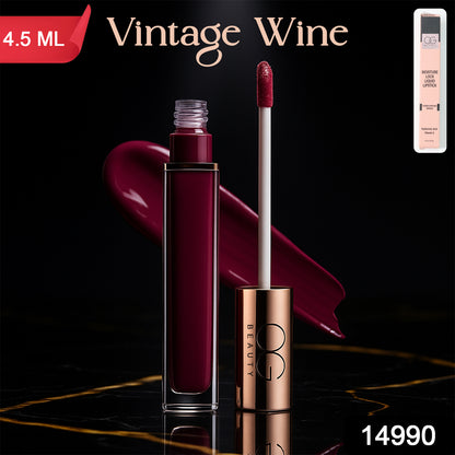 Wukusy OG Beauty Vintage Wine Moisture Lock Liquid Lipstick in 4.5ml, featuring a rich wine shade and smooth, hydrating formula.