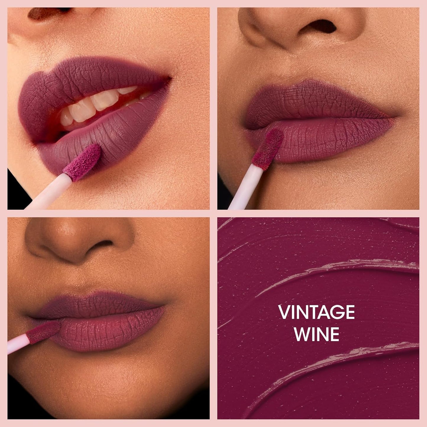 Wukusy OG Beauty Vintage Wine Moisture Lock Liquid Lipstick in 4.5ml, featuring deep wine shade and smooth application.