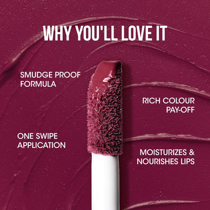 Wukusy OG Beauty Vintage Wine Moisture Lock Liquid Lipstick in 4.5 ml packaging, showcasing a sleek health and beauty product.