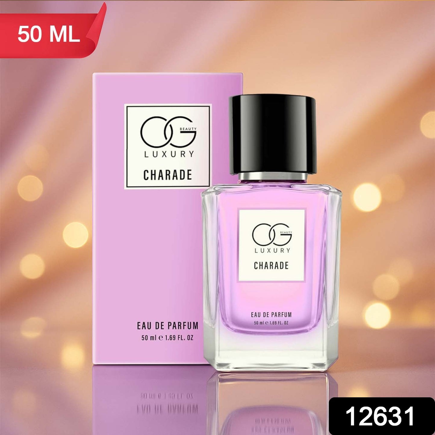 Wukusy OG Luxury Charade Eau De Parfum 50ml bottle, elegant health and beauty fragrance with sleek packaging.