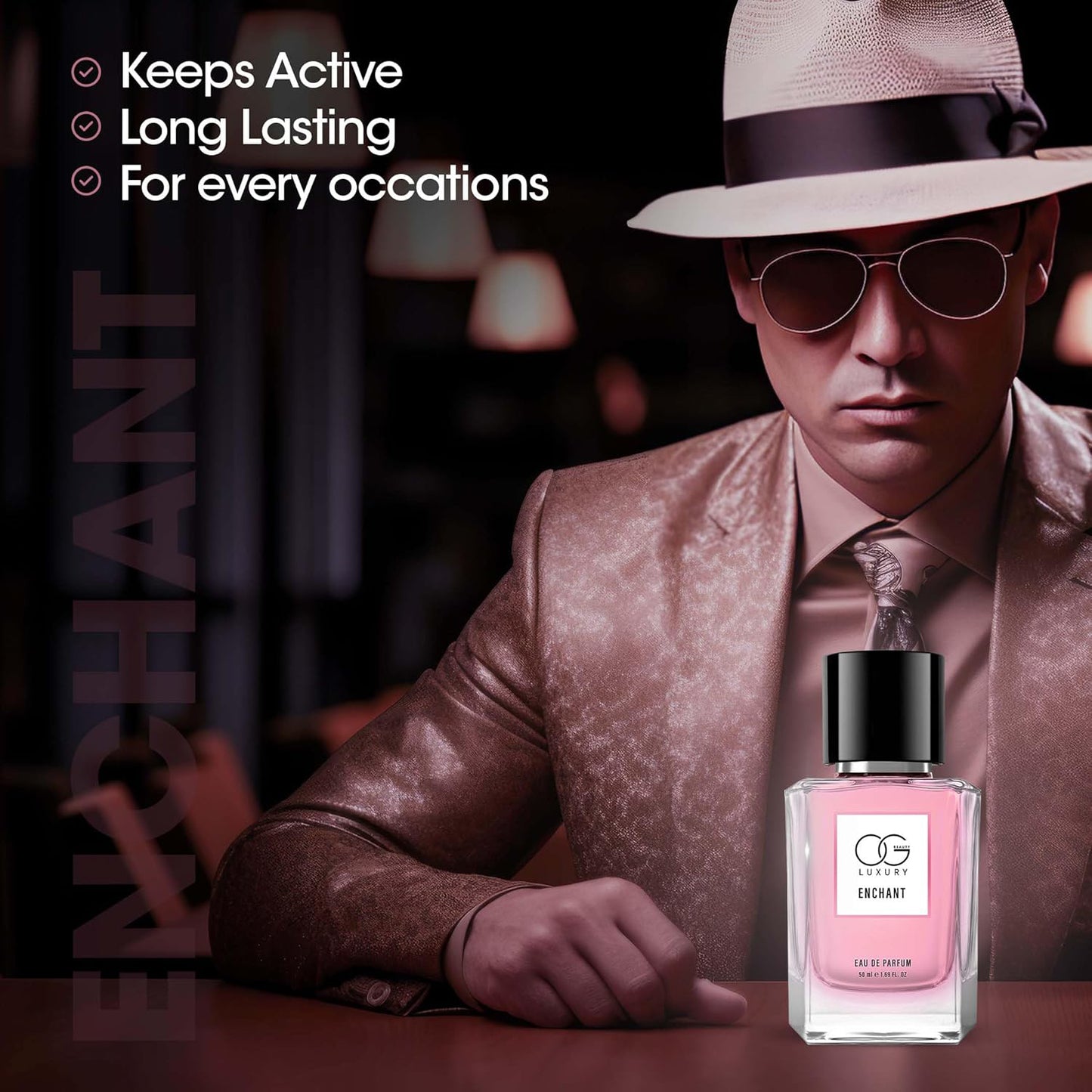 Wukusy OG Luxury Enchant Eau De Parfum 50ml bottle, elegant health and beauty fragrance with a sleek design.