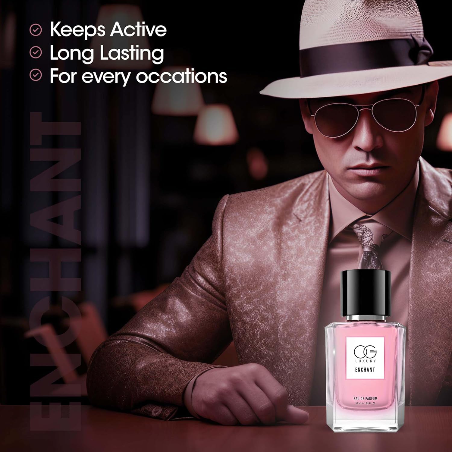 Wukusy OG Luxury Enchant Eau De Parfum 50ml bottle, elegant health and beauty fragrance with a sleek design.