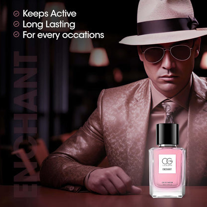 Wukusy OG Luxury Enchant Eau De Parfum 50ml bottle, elegant health and beauty fragrance with a sleek design.