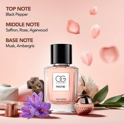 Wukusy OG Luxury Pristine Eau De Parfum 50ml bottle, elegant health and beauty fragrance with a sleek design.