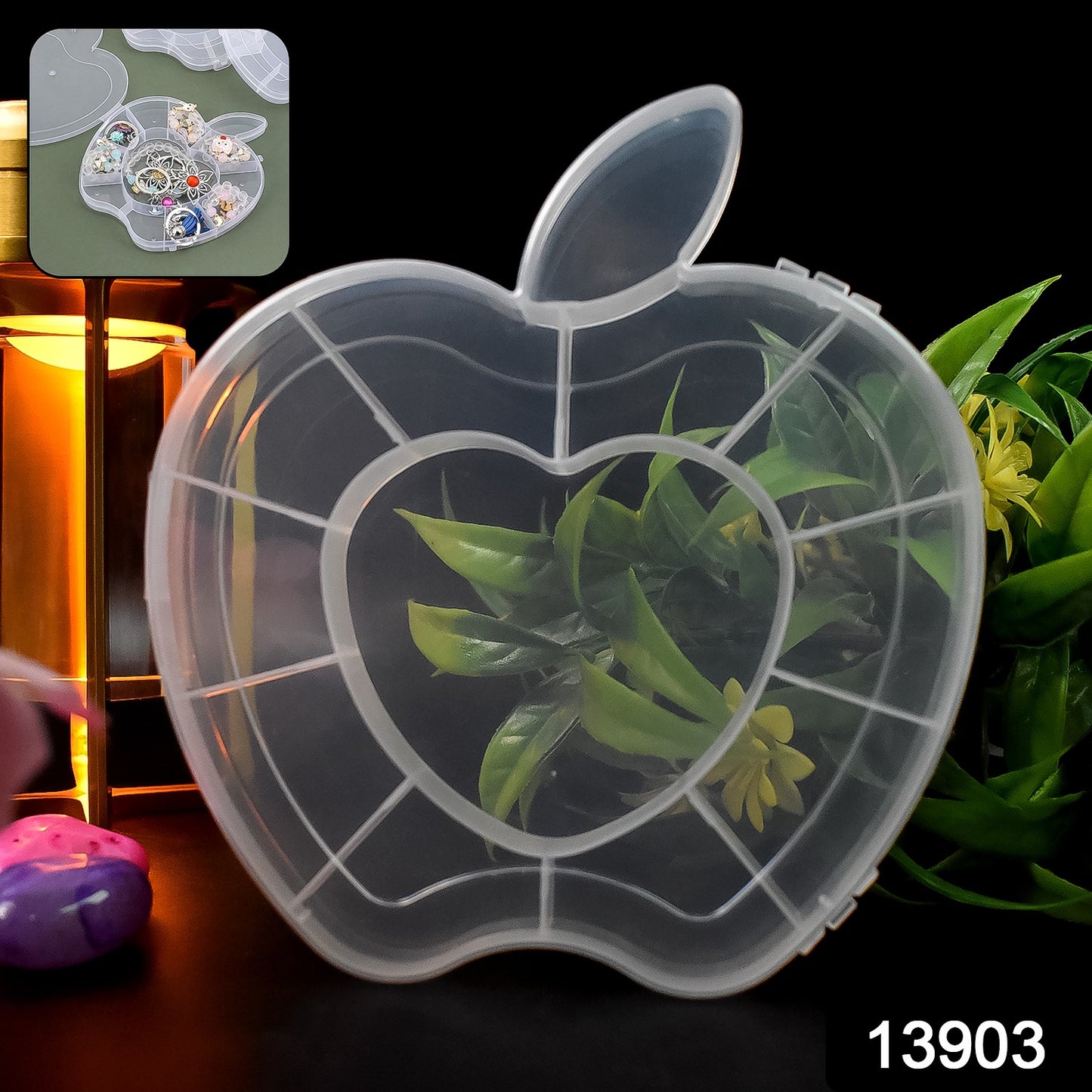 Plastic apple-shaped jewellery storage box by Wukusy, compact and colorful for organizing small accessories and jewelry.