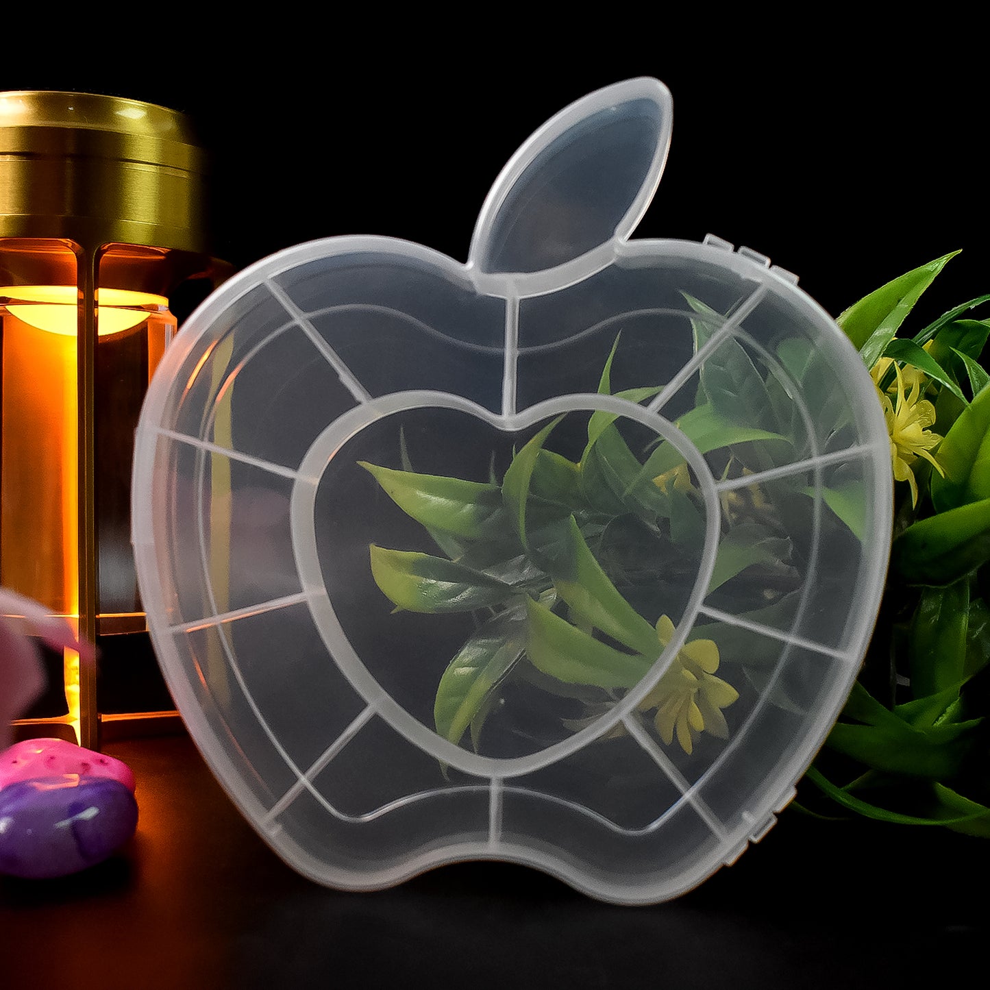 Wukusy plastic apple-shaped jewelry storage box, ideal for organizing small accessories and jewelry pieces.