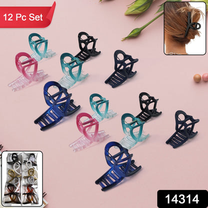 Set of 12 Wukusy plastic hair clamps with simple matte finish and mix design, ideal for securing hair in stylish, everyday hairstyles.