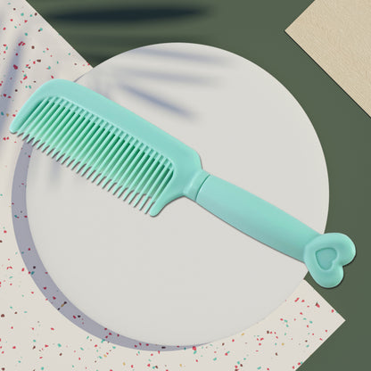 Wukusy plastic hair comb with heart-shaped handle, versatile hair styling tool, lightweight and durable for everyday use.