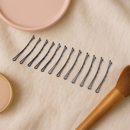 Wukusy Premium Hair Bobby Pins Set with 12 durable, metal hairpins for styling and securing hair.
