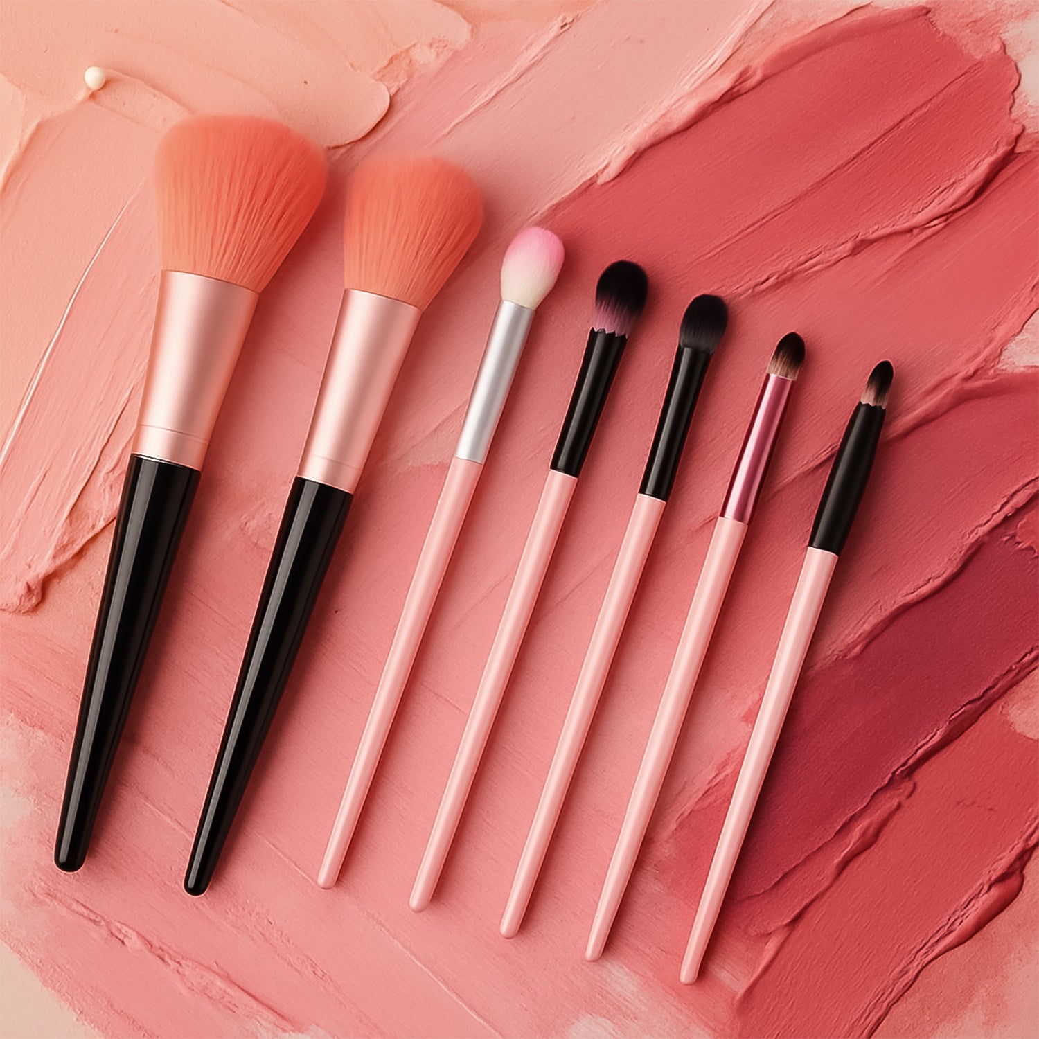 Wukusy professional soft makeup brush set with 7 brushes for flawless beauty application, displayed on a white background.