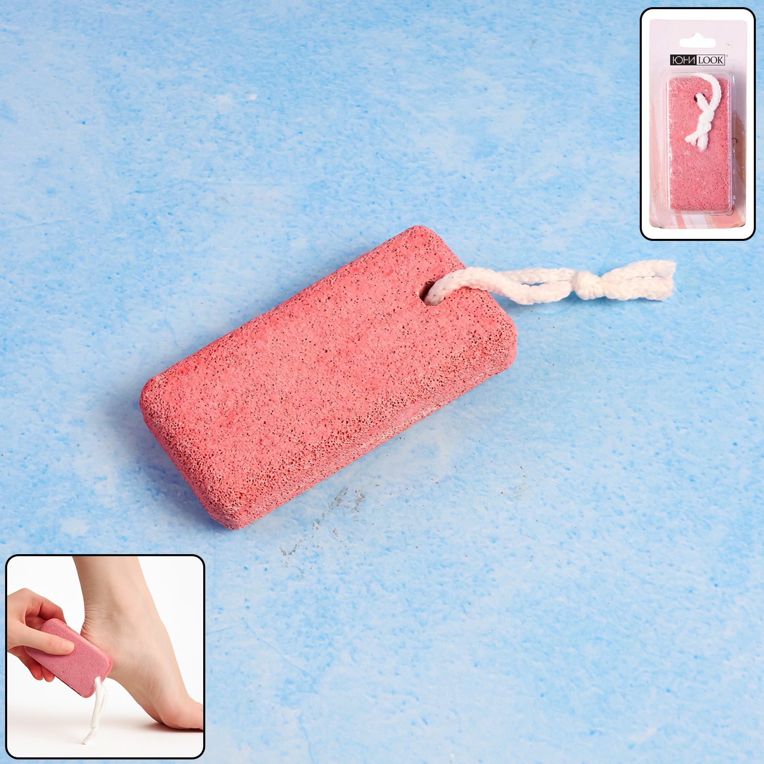 Wukusy rectangular foot pumice stone for dead skin and callus removal, natural exfoliating tool for smooth feet.