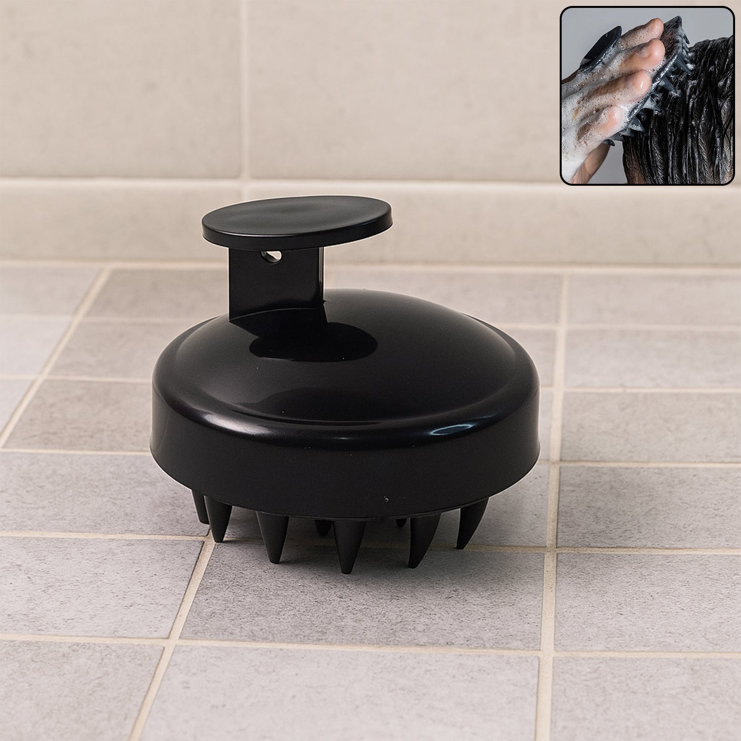 Wukusy scalp massager shampoo brush for gentle scalp cleansing and massage, shown with soft bristles in the image.