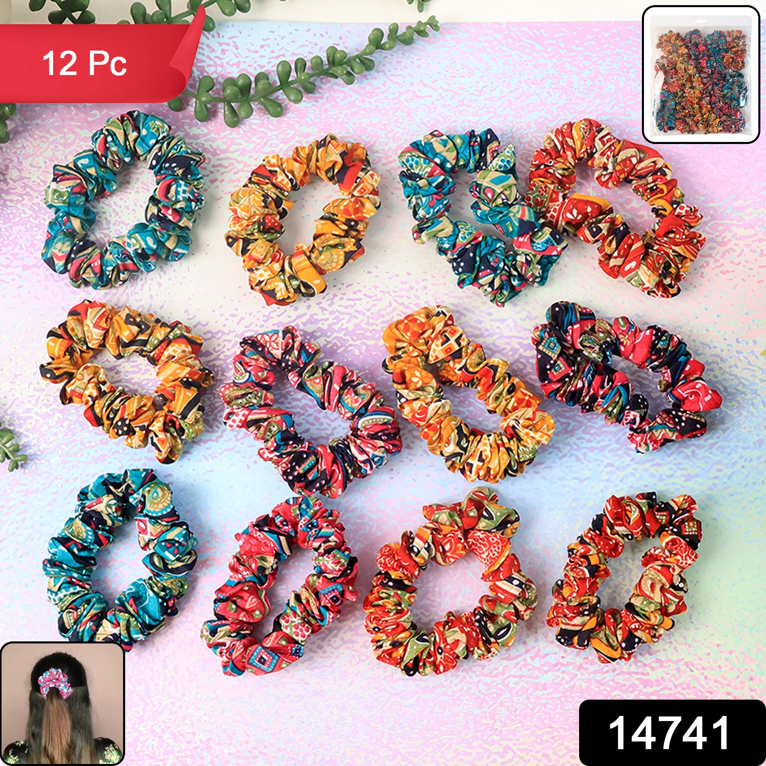 Set of 12 Wukusy printed fabric hairbands with stylish designs, perfect for hair styling and accessories.