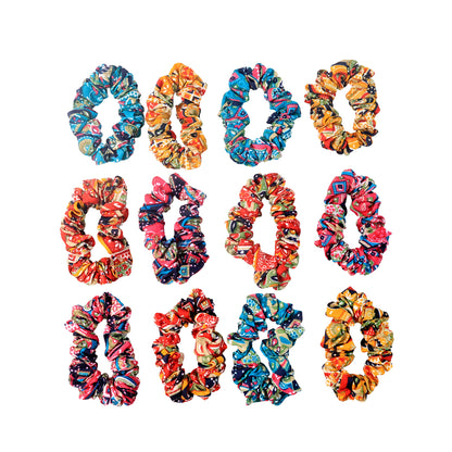 Set of 12 printed fabric hairbands by Wukusy, stylish hair accessories for health and beauty, shown in various colorful designs.