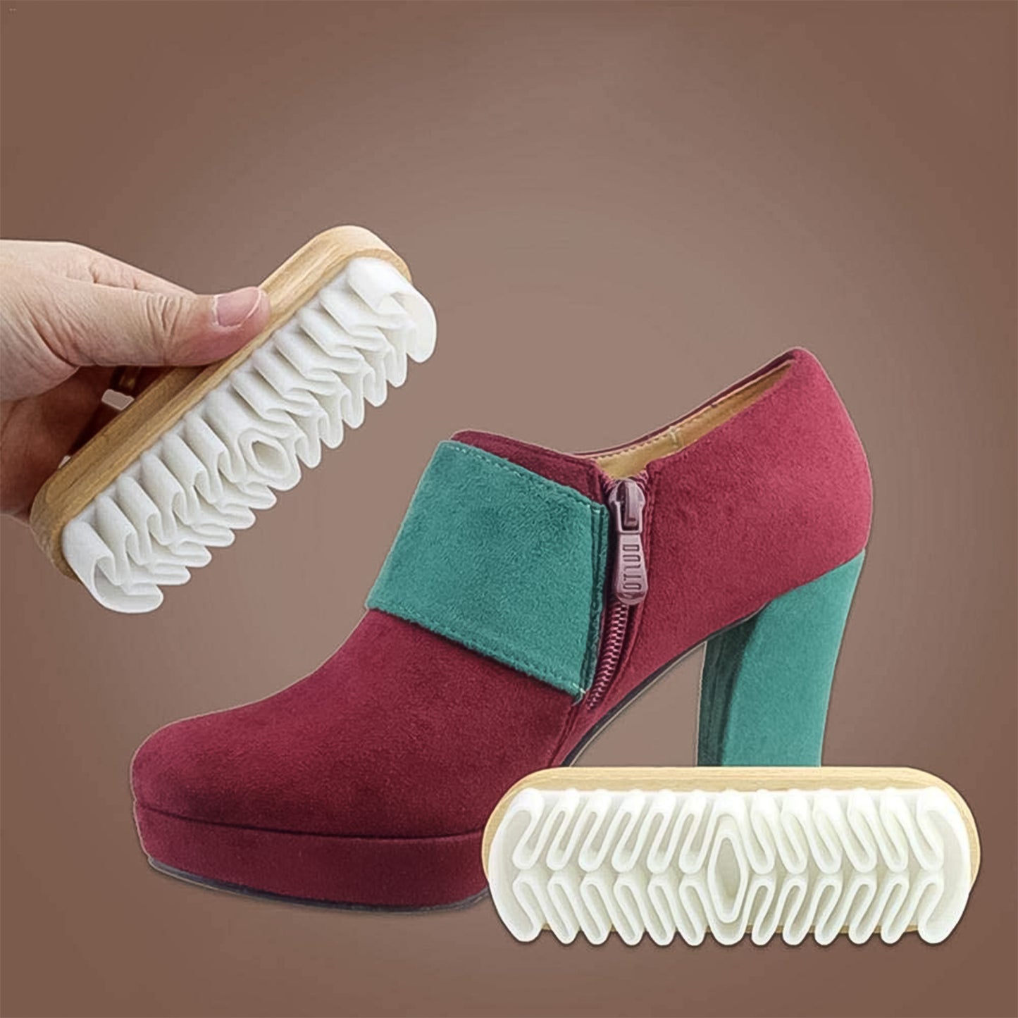Wukusy shoe cleaning brush for shoes and boots, rubber bristle brush for cleaning and maintaining footwear.