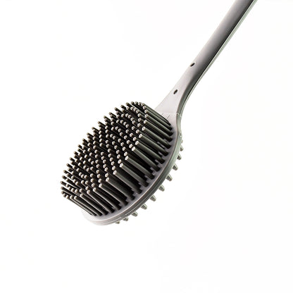 Wukusy silicone back scrubber brush with long handle for exfoliating and cleansing skin in health and beauty routines.