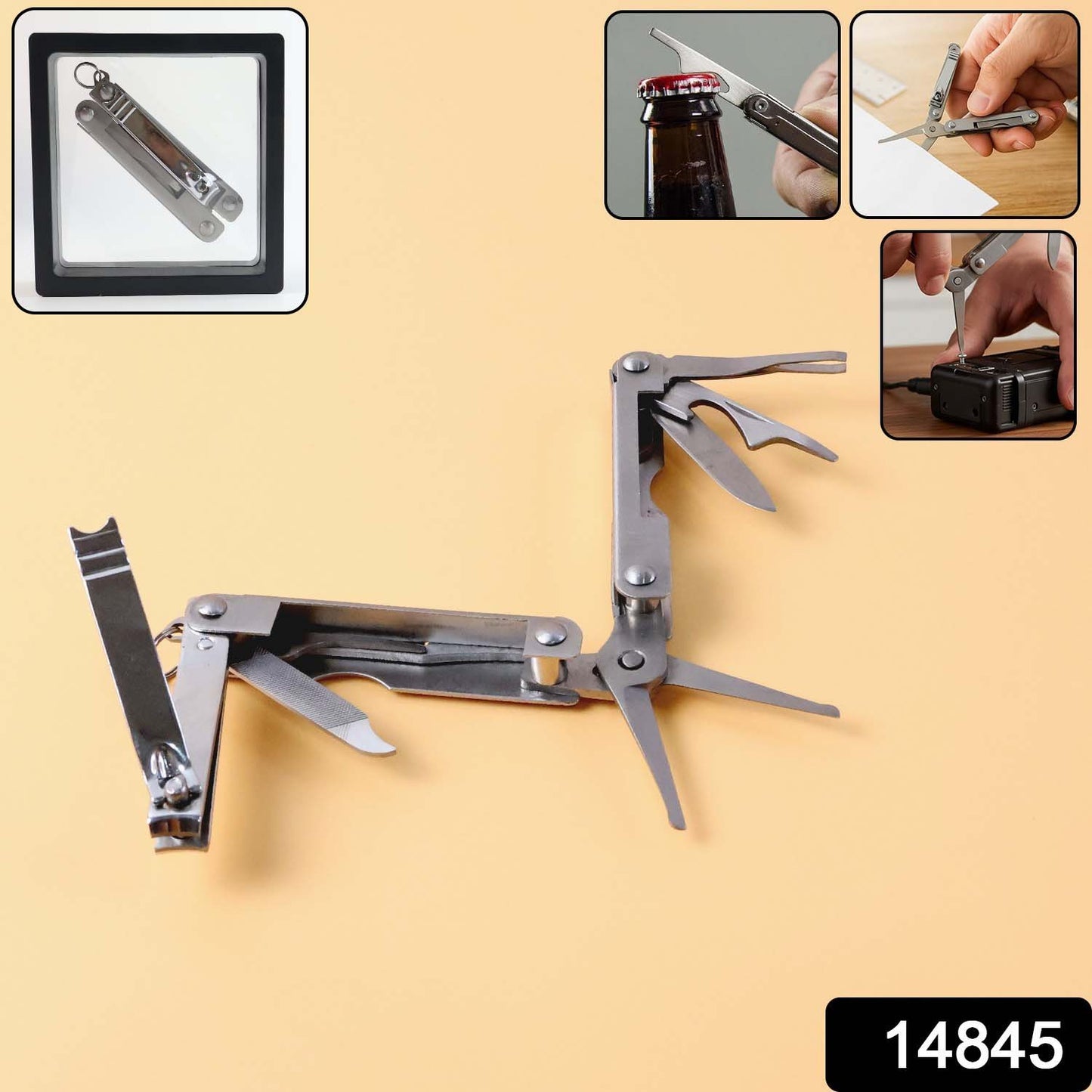 Wukusy stainless steel 8-in-1 multipurpose pocket tool kit with compact design for health and beauty use.