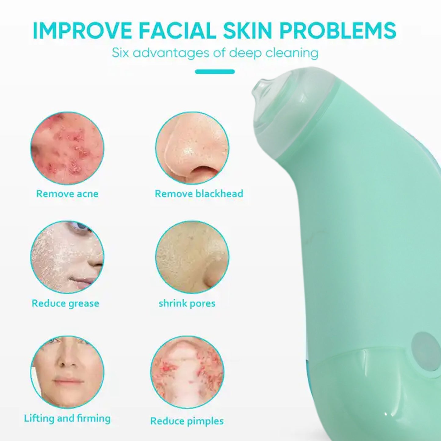Wukusy blackhead removal vacuum machine for skin care, handheld device with lifting and massage features for facial blackhead removal.