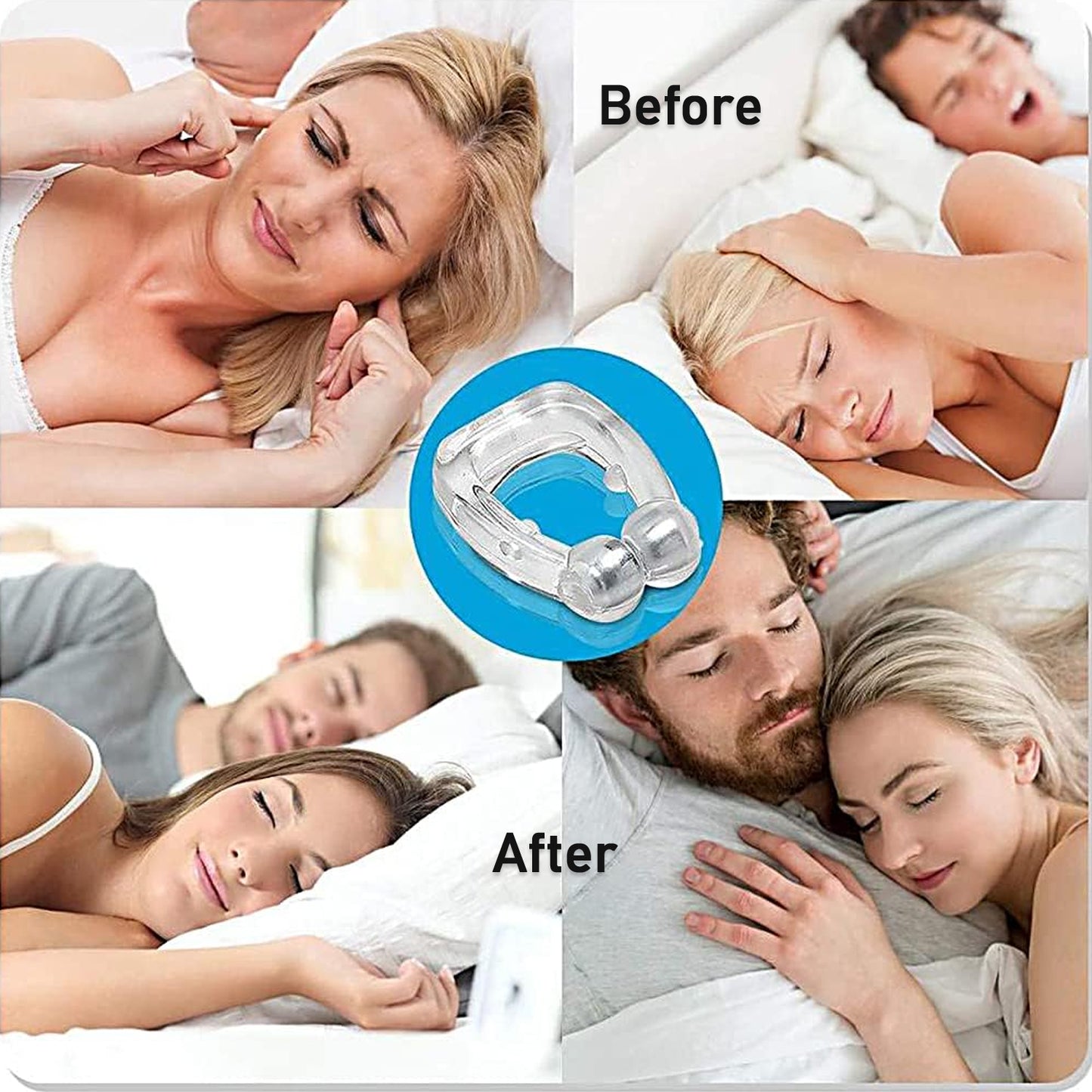 Silicone magnetic nose clip by Wukusy for men and women to reduce heavy snoring and improve sleep comfort.