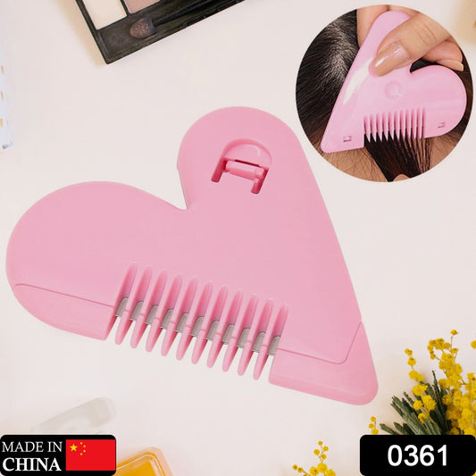 Wukusy heart-shaped plastic hair cutting scissors for baby girls, lightweight, stainless steel, double-edge thinning, portable hair grooming tool.