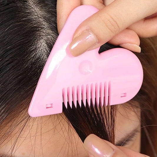 Wukusy heart-shaped plastic hair cutting scissors for baby girls, lightweight stainless steel, portable, double-edged for hair thinning.