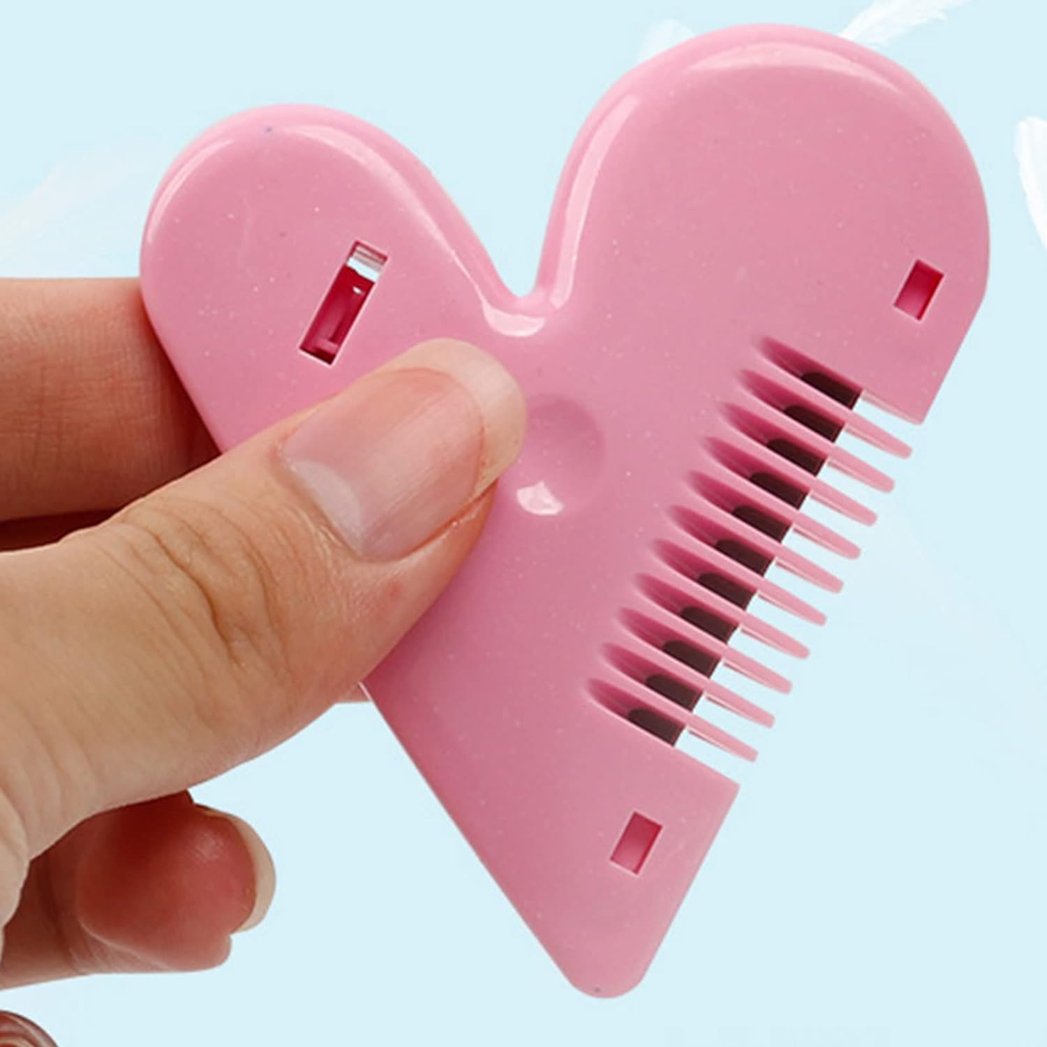 Wukusy heart-shaped plastic hair cutting scissors for baby girls, lightweight stainless steel hair thinning shears with double edge.