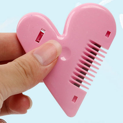Wukusy heart-shaped plastic hair cutting scissors for baby girls, lightweight stainless steel hair thinning shears with double edge.