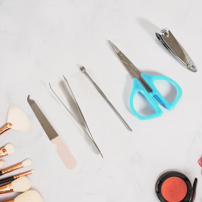 Wukusy 12605 5-in-1 stainless steel professional manicure set with nail cutters and scissors for women, luxury grooming kit.