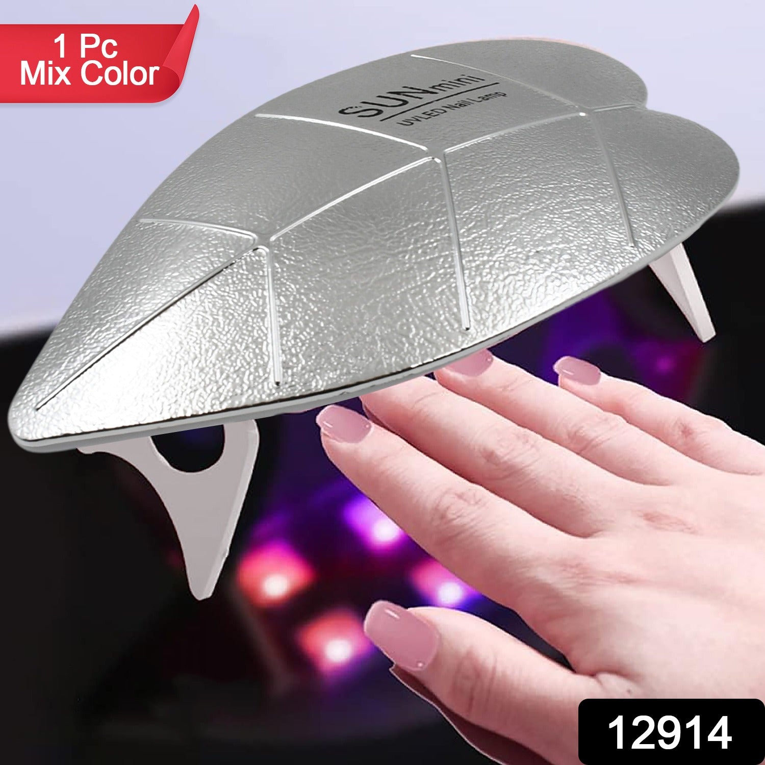 Wukusy 12914 mini 6W UV LED nail lamp with USB cable for gel nails, ideal for home, DIY, or professional manicures.