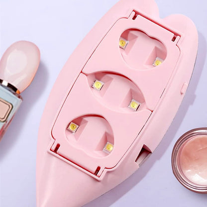 Wukusy Mini Nail Lamp with 6W UV LED lights, USB cable, for gel nail polish, nail art, home DIY, and professional manicures.