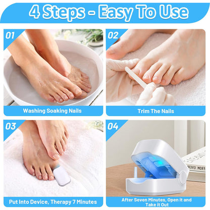 Wukusy rechargeable laser nail fungus treatment device for toenails and fingernails, used at home to treat fungal infections.