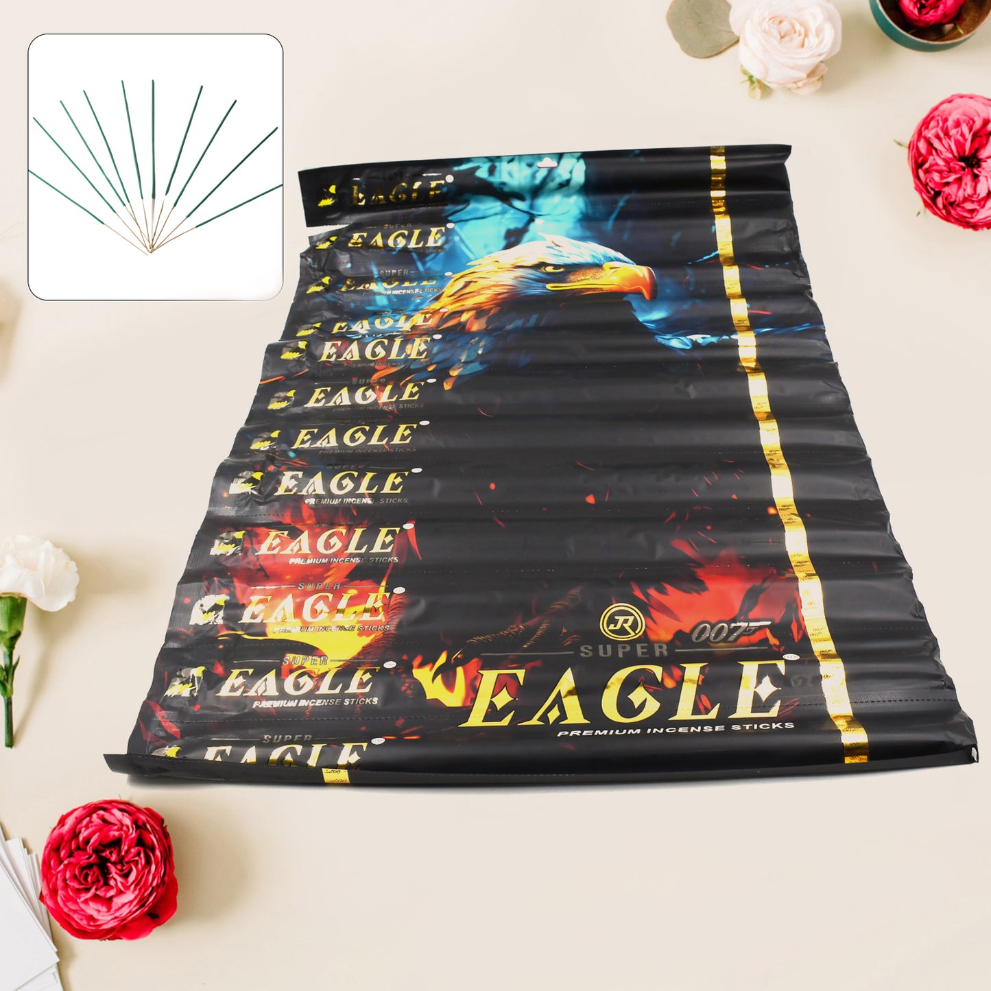 Wukusy Mosquito Agarbatti sticks in a box with 12 packets, 120 incense sticks for mosquito repellent and health care.