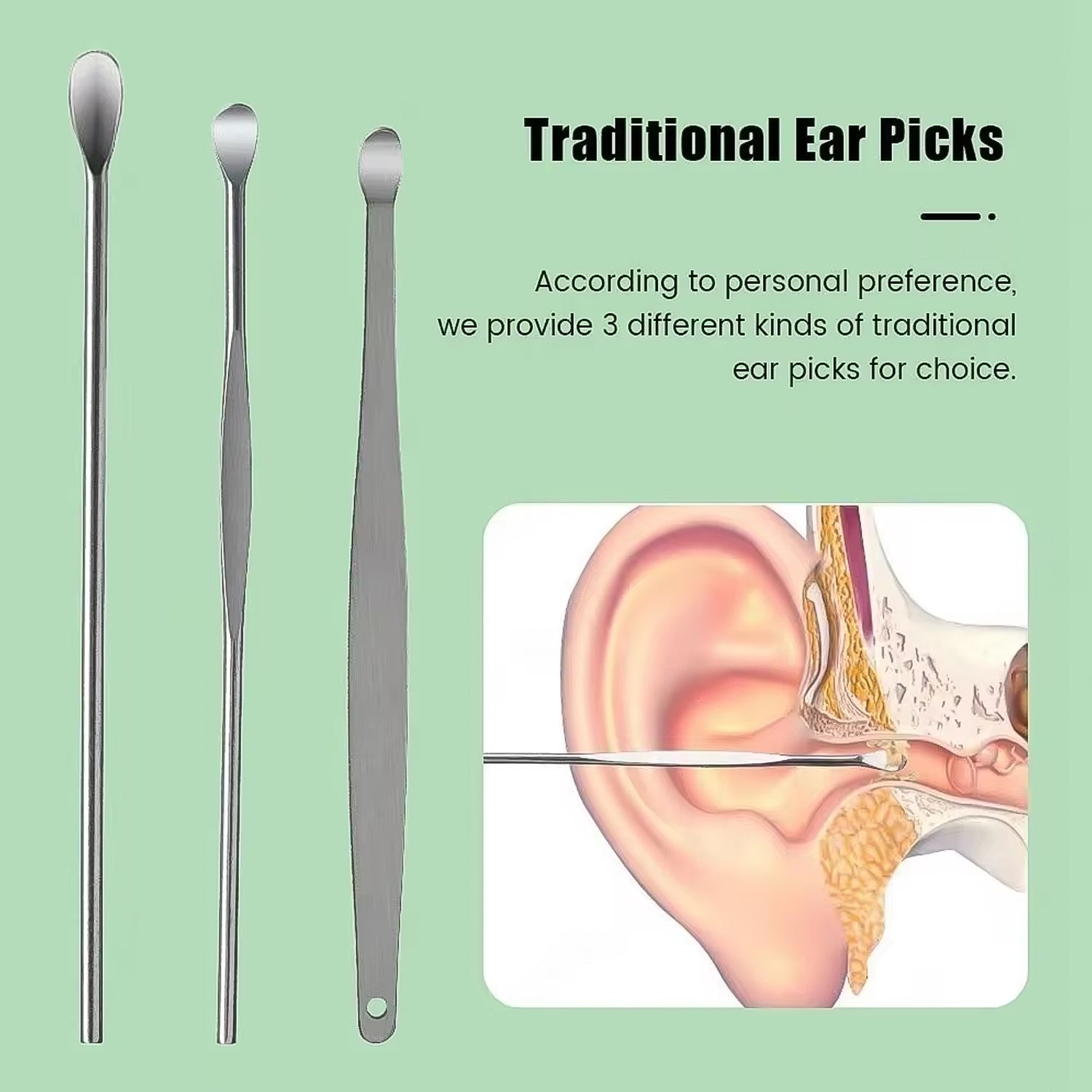 Wukusy 6-in-1 ear wax cleaner and reusable ear cleaning tools with leather pouch for health care.