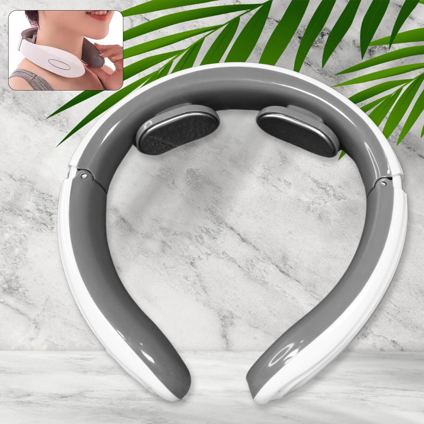 Wukusy 2-heads smart electric neck and back pulse massager for pain relief, featuring a modern mix design, health care device.