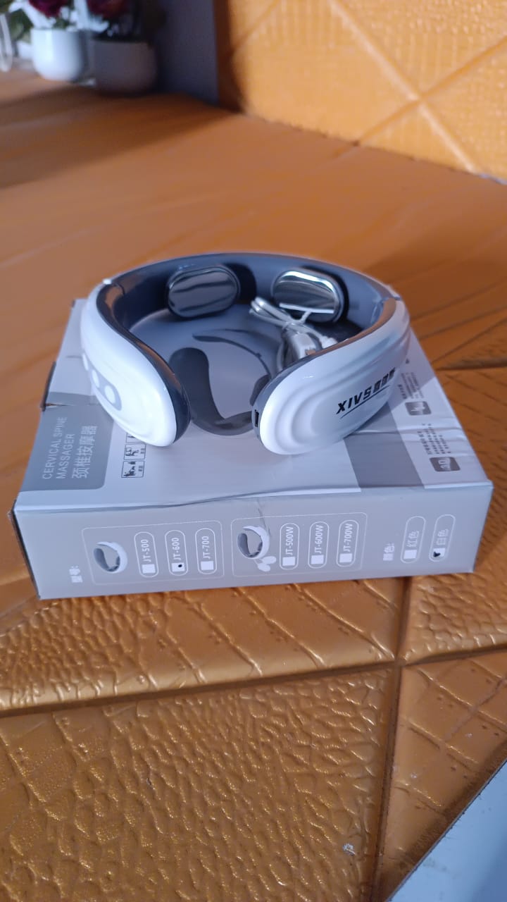 Wukusy 2-heads smart electric neck and back pulse massager with mixed design, used for soothing pain relief and muscle relaxation.