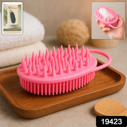 Wukusy 2-in-1 silicone soft bristle bath brush for gentle skin cleansing and exfoliation in health care routine
