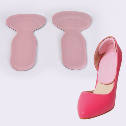 Pair of Wukusy 2-in-1 T-shaped silicone self-adhesive shoe heel pads insoles for heel comfort and pain relief.