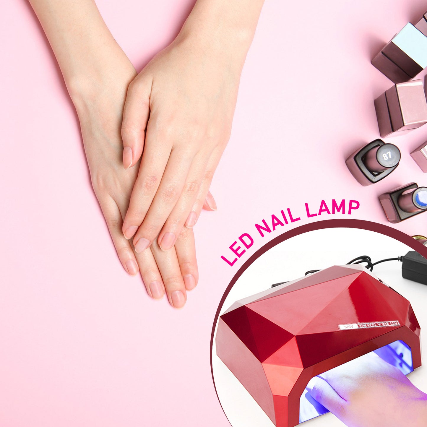 Diamond-shaped 36W LED Nail Dryer for curing gel and polish, designed by Wukusy, ideal for professional nail care.