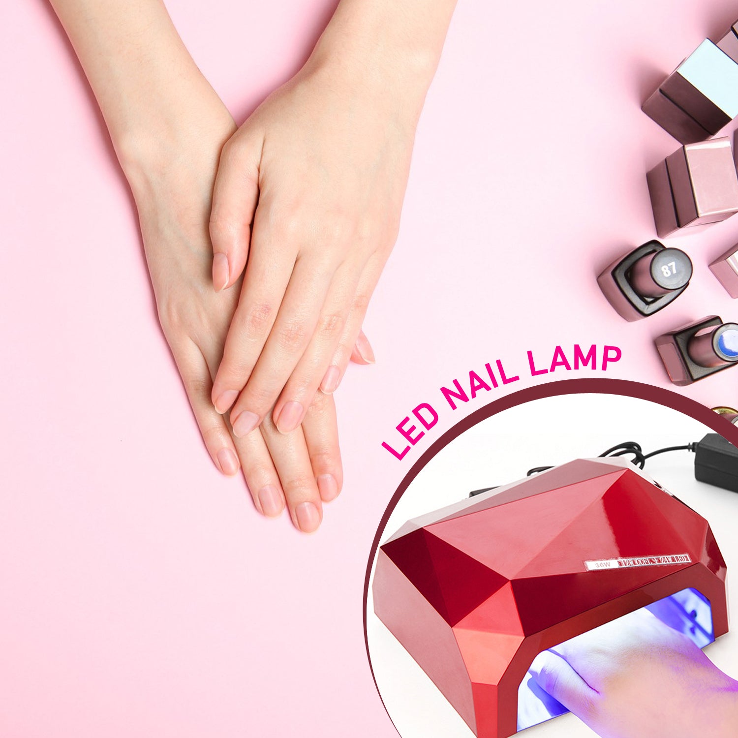 Diamond-shaped 36W LED Nail Dryer for curing gel and polish, designed by Wukusy, ideal for professional nail care.