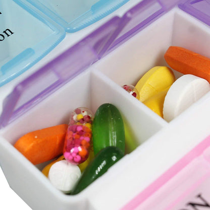 Wukusy 383 pill case with 4-row, 28-square weekly organizer for tablets and medicine storage.