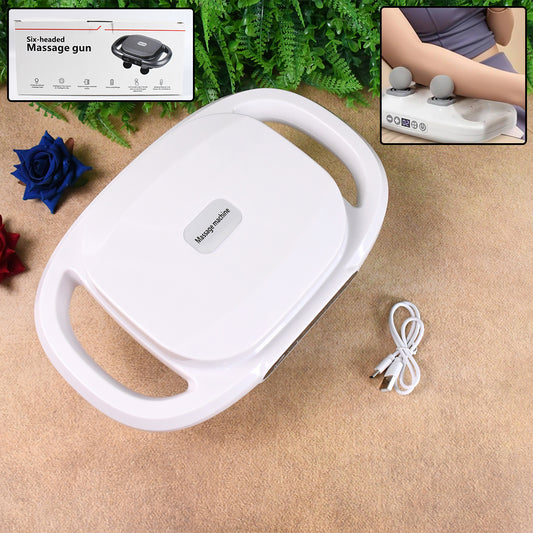 Wukusy 4-heads massage gun machine for pain relief, with ergonomic design and multiple attachment heads for targeted muscle therapy.