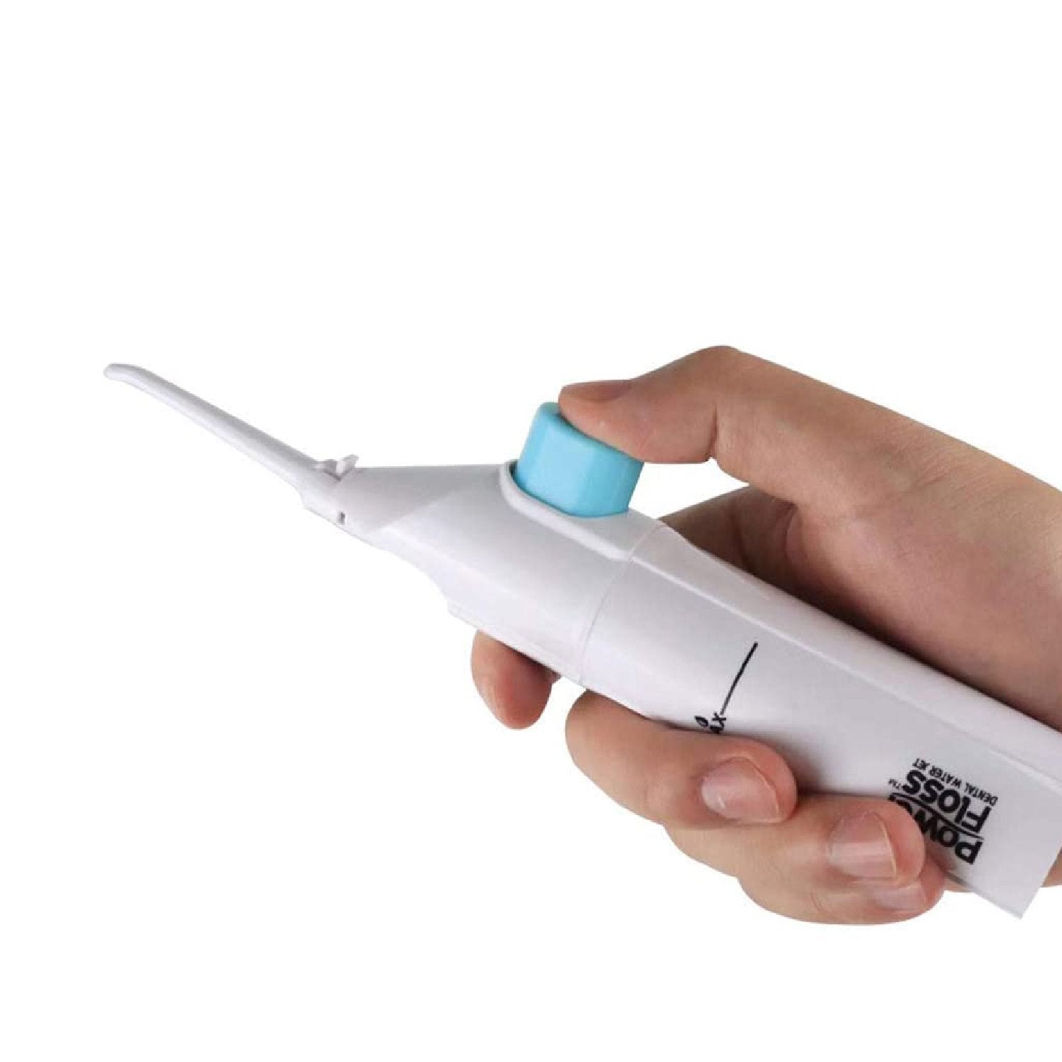 Wukusy Smart Water Flosser for teeth cleaning, showing the compact device with nozzle and water reservoir for oral health care.
