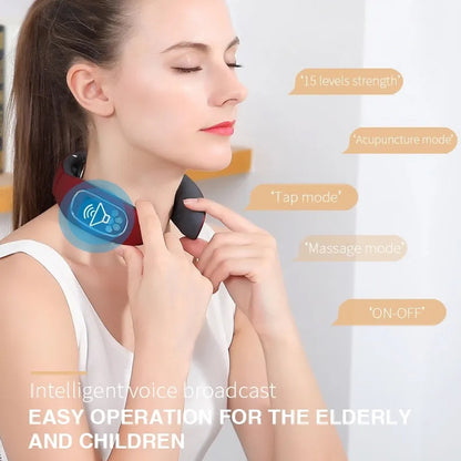 Wireless Wukusy 6-heads electric neck and back pulse massager, health care device for pain relief and muscle relaxation.
