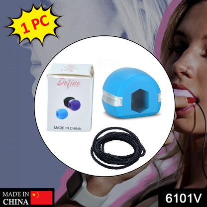 Blue Wukusy jaw exerciser for shaping a sharp, chiselled jawline; compact health care device for facial muscle toning.