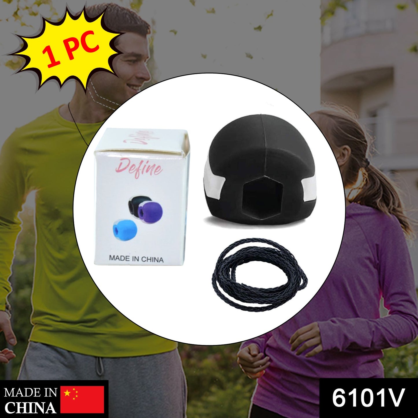 Black Wukusy 6101v CN jaw exerciser for sculpting a sharp, chiseled jawline, used for health and facial muscle strengthening.
