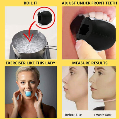 Wukusy 6101v Cn black jaw exerciser for shaping a sharp, chiseled jawline, made of durable health care material.
