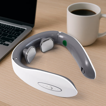 Wukusy electric neck massager for deep tissue pain relief, targeting cervical vertebra area with adjustable settings and ergonomic design.